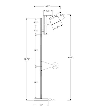 Monarch Specialties Lighting, 65"H Industrial Chic Floor Lamp with Adjustable Nickel Shade for Modern Spaces Default Title  