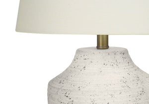 Monarch Specialties Lighting, 20" Modern Table Lamp with Textured Concrete Base and Elegant Linen Shade, Stylish Design CREAM,IVORY 14 L x 14 W x 20 H 2