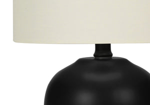 Monarch Specialties Lighting, Stylish 17" Table Lamp with Ceramic Base and Elegant Drum Shade for Home or Office Décor BLACK,IVORY 9.5 L x 9.5 W x 16.5 H I 9738