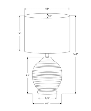 Monarch Specialties Lighting, Stylish 17" Table Lamp with Ceramic Base and Elegant Drum Shade for Home or Office Décor BLACK,IVORY 9.5 L x 9.5 W x 16.5 H I 9739