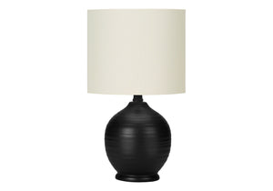 Monarch Specialties Lighting, Stylish 17" Table Lamp with Ceramic Base and Elegant Drum Shade for Home or Office Décor BLACK,IVORY 9.5 L x 9.5 W x 16.5 H I 9739