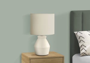 Monarch Specialties Lighting, Stylish 17" Table Lamp with Ceramic Base and Elegant Drum Shade for Home or Office Décor CREAM,IVORY,SILVER 9.5 L x 9.5 W x 16.5 H I 9740