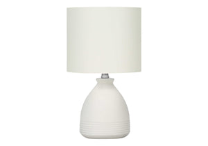 Monarch Specialties Lighting, Stylish 17" Table Lamp with Ceramic Base and Elegant Drum Shade for Home or Office Décor CREAM,IVORY,SILVER 9.5 L x 9.5 W x 16.5 H I 9741