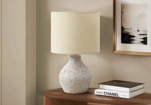 Monarch Specialties Lighting, Stylish 16" Table Lamp with Textured Resin Base and Chic Linen Blend Shade for Home Décor BEIGE 9.5 L x 9.5 W x 16.25 H 