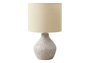 Monarch Specialties Lighting, Stylish 16" Table Lamp with Textured Resin Base and Chic Linen Blend Shade for Home Décor BEIGE 9.5 L x 9.5 W x 16.25 H 