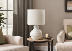 Monarch Specialties Lighting, 16" Contemporary Table Lamp with Textured Beehive Base and Soft Ivory Shade for Stylish Ambiance WHITE,IVORY 9.5 L x 9.5 W x 15.5 H 