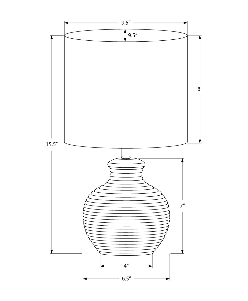 Monarch Specialties Lighting, 16" Contemporary Table Lamp with Textured Beehive Base and Soft Ivory Shade for Stylish Ambiance WHITE,IVORY 9.5 L x 9.5 W x 15.5 H 