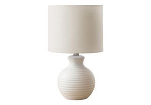 Monarch Specialties Lighting, 16" Contemporary Table Lamp with Textured Beehive Base and Soft Ivory Shade for Stylish Ambiance WHITE,IVORY 9.5 L x 9.5 W x 15.5 H 