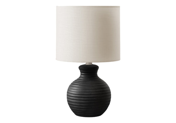 Monarch Specialties Lighting, 16" Contemporary Table Lamp with Textured Beehive Base and Soft Ivory Shade for Stylish Ambiance BLACK,IVORY 9.5 L x 9.5 W x 15.5 H 