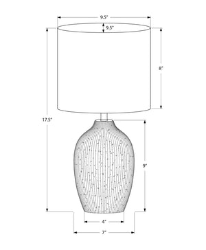 Monarch Specialties Lighting, 18" Contemporary Table Lamp with Textured Ceramic Base and Elegant Fabric Shade for Home Décor GREEN,BEIGE 9.5 L x 9.5 W x 17.5 H 