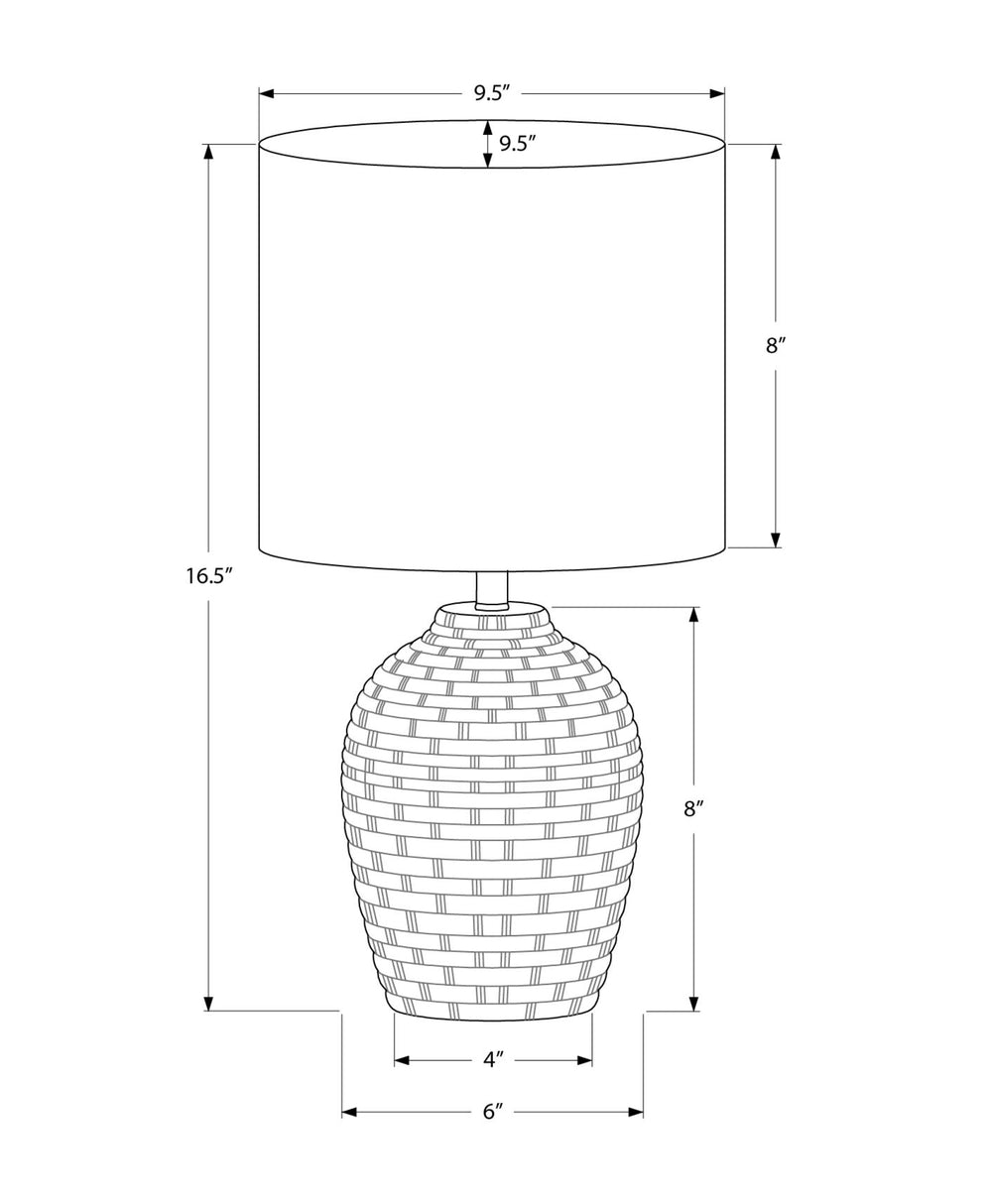 Monarch Specialties Lighting, 17" Contemporary Table Lamp in Elegant Ceramic with Modern Fabric Shade for Any Space IVORY 9.5 L x 9.5 W x 16.5 H 