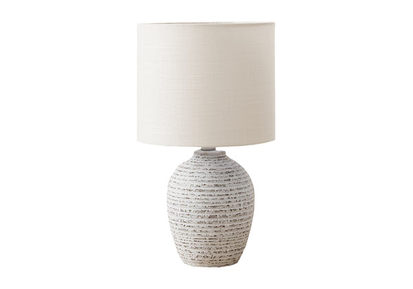 Monarch Specialties Lighting, 17" Contemporary Table Lamp in Elegant Ceramic with Modern Fabric Shade for Any Space IVORY 9.5 L x 9.5 W x 16.5 H 