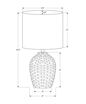 Monarch Specialties Lighting, 17" Contemporary Table Lamp in Elegant Ceramic with Modern Fabric Shade for Any Space GREY,IVORY 9.5 L x 9.5 W x 16.5 H 