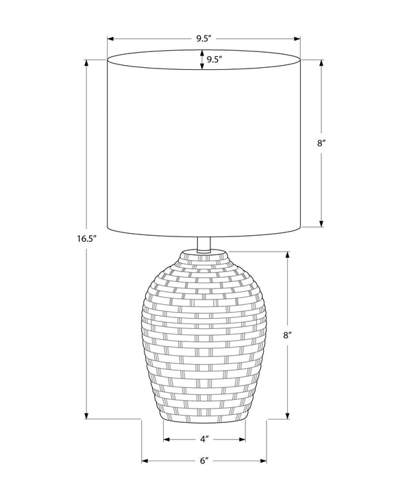 Monarch Specialties Lighting, 17" Contemporary Table Lamp in Elegant Ceramic with Modern Fabric Shade for Any Space GREY,IVORY 9.5 L x 9.5 W x 16.5 H 