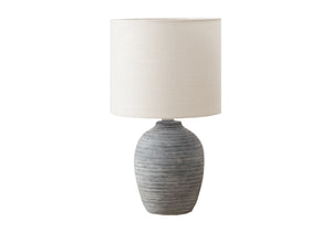 Monarch Specialties Lighting, 17" Contemporary Table Lamp in Elegant Ceramic with Modern Fabric Shade for Any Space GREY,IVORY 9.5 L x 9.5 W x 16.5 H 