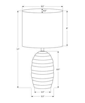 Monarch Specialties Lighting, Chic 17" Ceramic Table Lamp with Contemporary Beehive Design and Soft Fabric Shade IVORY,BEIGE 9.5 L x 9.5 W x 17 H 