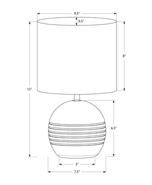 Monarch Specialties Lighting, Chic 15" Table Lamp in Elegant Resin with Textured Base and Cozy Fabric Shade for Style IVORY,BEIGE 9.5 L x 9.5 W x 15 H 