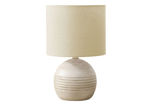 Monarch Specialties Lighting, Chic 15" Table Lamp in Elegant Resin with Textured Base and Cozy Fabric Shade for Style IVORY,BEIGE 9.5 L x 9.5 W x 15 H 