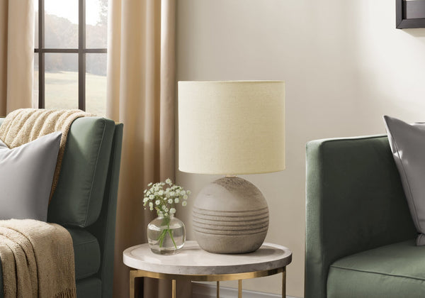 Monarch Specialties Lighting, Chic 15" Table Lamp in Elegant Resin with Textured Base and Cozy Fabric Shade for Style BEIGE 9.5 L x 9.5 W x 15 H 