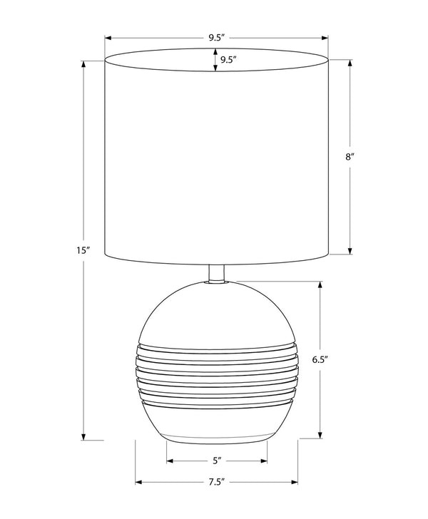 Monarch Specialties Lighting, Chic 15" Table Lamp in Elegant Resin with Textured Base and Cozy Fabric Shade for Style BEIGE 9.5 L x 9.5 W x 15 H 