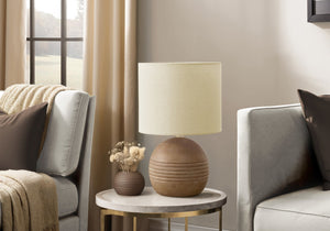 Monarch Specialties Lighting, Chic 15" Table Lamp in Elegant Resin with Textured Base and Cozy Fabric Shade for Style BROWN,BEIGE 9.5 L x 9.5 W x 15 H 