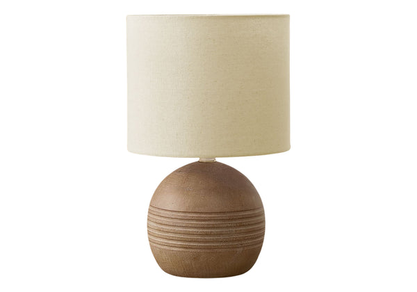 Monarch Specialties Lighting, Chic 15" Table Lamp in Elegant Resin with Textured Base and Cozy Fabric Shade for Style BROWN,BEIGE 9.5 L x 9.5 W x 15 H 