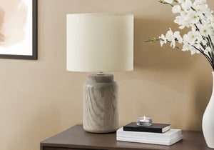 Monarch Specialties Lighting, Elegant 17" Table Lamp with Durable Resin Base and Sophisticated Fabric Shade for Home Décor TAUPE,IVORY 9.5 L x 9.5 W x 17 H 
