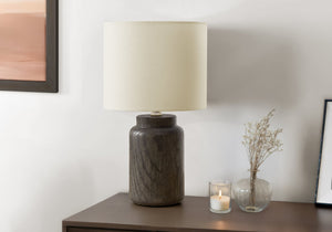 Monarch Specialties Lighting, Elegant 17" Table Lamp with Durable Resin Base and Sophisticated Fabric Shade for Home Décor BROWN,IVORY 9.5 L x 9.5 W x 17 H 