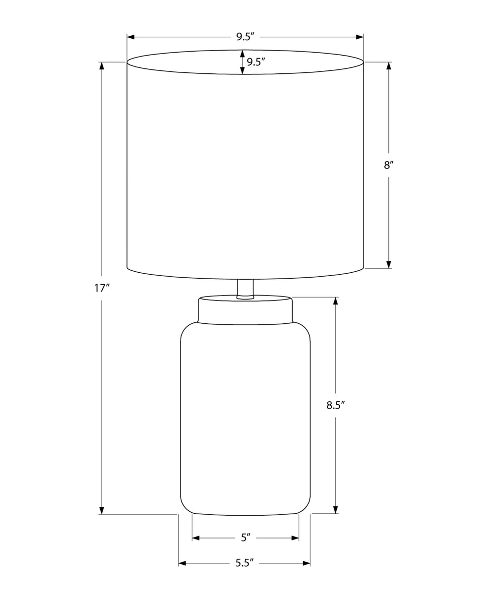 Monarch Specialties Lighting, Elegant 17" Table Lamp with Durable Resin Base and Sophisticated Fabric Shade for Home Décor BROWN,IVORY 9.5 L x 9.5 W x 17 H 