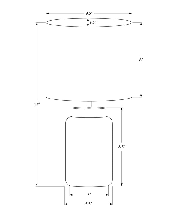 Monarch Specialties Lighting, Elegant 17" Table Lamp with Durable Resin Base and Sophisticated Fabric Shade for Home Décor BROWN,IVORY 9.5 L x 9.5 W x 17 H 