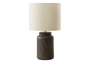 Monarch Specialties Lighting, Elegant 17" Table Lamp with Durable Resin Base and Sophisticated Fabric Shade for Home Décor BROWN,IVORY 9.5 L x 9.5 W x 17 H 