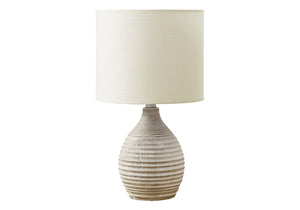 Monarch Specialties Lighting, Elegant 17” Table Lamp with Ribbed Resin Base and Soft Fabric Shade for Cozy Ambiance IVORY 9.5 L x 9.5 W x 16.5 H 