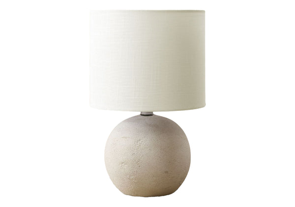 Monarch Specialties Lighting, 16" Stylish Table Lamp with Concrete Base and Fabric Shade for Modern Home Decor Elegance IVORY 9.5 L x 9.5 W x 15.5 H 