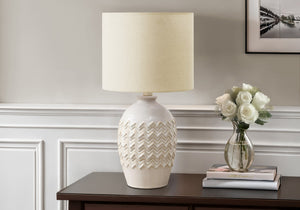 Monarch Specialties Lighting, 19"H Ivory Ceramic Table Lamp with Transitional Style and Warm Beige Fabric Shade, Chic Design Default Title  