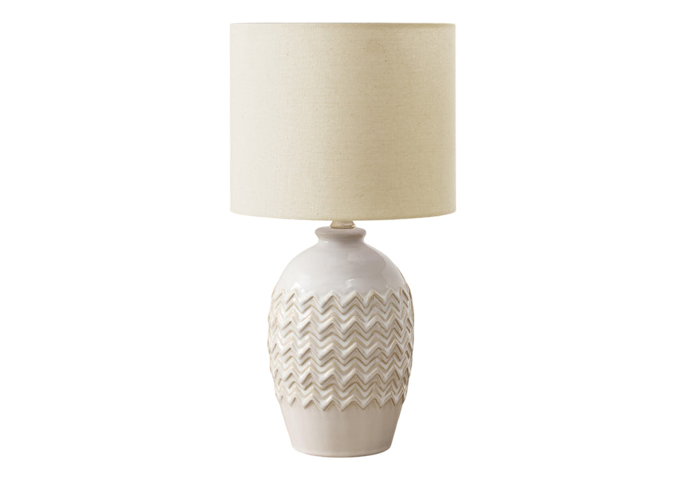 Monarch Specialties Lighting, 19"H Ivory Ceramic Table Lamp with Transitional Style and Warm Beige Fabric Shade, Chic Design Default Title  
