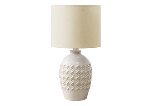Monarch Specialties Lighting, 19"H Ivory Ceramic Table Lamp with Transitional Style and Warm Beige Fabric Shade, Chic Design Default Title  