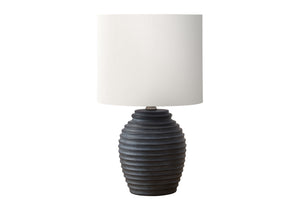 Monarch Specialties Lighting, Elegant 17" Table Lamp with Textured Base and Warm Fabric Shade for Stylish Home Decor BLACK,IVORY 9.5 L x 9.5 W x 16.5 H 
