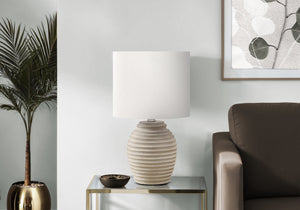 Monarch Specialties Lighting, Elegant 17" Table Lamp with Textured Base and Warm Fabric Shade for Stylish Home Decor BEIGE,IVORY 9.5 L x 9.5 W x 16.5 H 