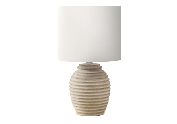 Monarch Specialties Lighting, Elegant 17" Table Lamp with Textured Base and Warm Fabric Shade for Stylish Home Decor BEIGE,IVORY 9.5 L x 9.5 W x 16.5 H 