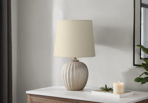 Monarch Specialties Lighting, Elegant 19" Table Lamp with Textured Resin Base and Soft Fabric Shade for Cozy Ambiance BEIGE 11 L x 11 W x 18.75 H 