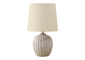 Monarch Specialties Lighting, Elegant 19" Table Lamp with Textured Resin Base and Soft Fabric Shade for Cozy Ambiance BEIGE 11 L x 11 W x 18.75 H 