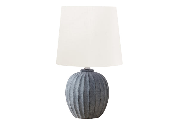 Monarch Specialties Lighting, Elegant 19" Table Lamp with Textured Resin Base and Soft Fabric Shade for Cozy Ambiance GREY,IVORY 11 L x 11 W x 18.75 H 