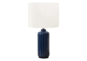 Monarch Specialties Lighting, 23" Glossy Ceramic Table Lamp with Elegant Shade for Modern Home Decor & Warm Ambiance BLUE,IVORY 13 L x 13 W x 23.25 H 