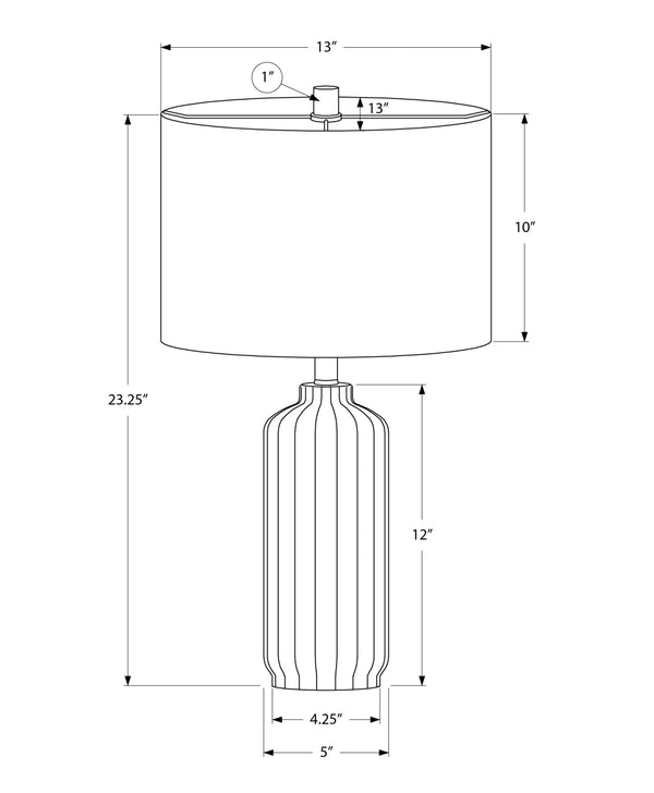 Monarch Specialties Lighting, 23" Glossy Ceramic Table Lamp with Elegant Shade for Modern Home Decor & Warm Ambiance PINK,IVORY 13 L x 13 W x 23.25 H 