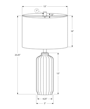 Monarch Specialties Lighting, 23" Glossy Ceramic Table Lamp with Elegant Shade for Modern Home Decor & Warm Ambiance GREEN,IVORY 13 L x 13 W x 23.25 H 