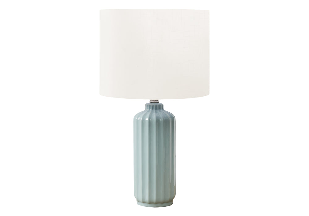 Monarch Specialties Lighting, 23" Glossy Ceramic Table Lamp with Elegant Shade for Modern Home Decor & Warm Ambiance GREEN,IVORY 13 L x 13 W x 23.25 H 