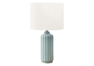 Monarch Specialties Lighting, 23" Glossy Ceramic Table Lamp with Elegant Shade for Modern Home Decor & Warm Ambiance GREEN,IVORY 13 L x 13 W x 23.25 H 