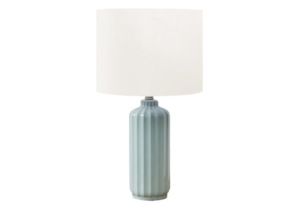 Monarch Specialties Lighting, 23" Glossy Ceramic Table Lamp with Elegant Shade for Modern Home Decor & Warm Ambiance GREEN,IVORY 13 L x 13 W x 23.25 H 