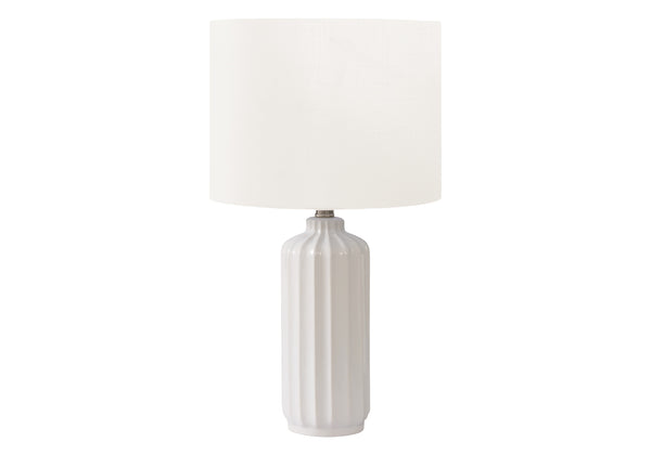 Monarch Specialties Lighting, 23" Glossy Ceramic Table Lamp with Elegant Shade for Modern Home Decor & Warm Ambiance CREAM,IVORY 13 L x 13 W x 23.25 H 