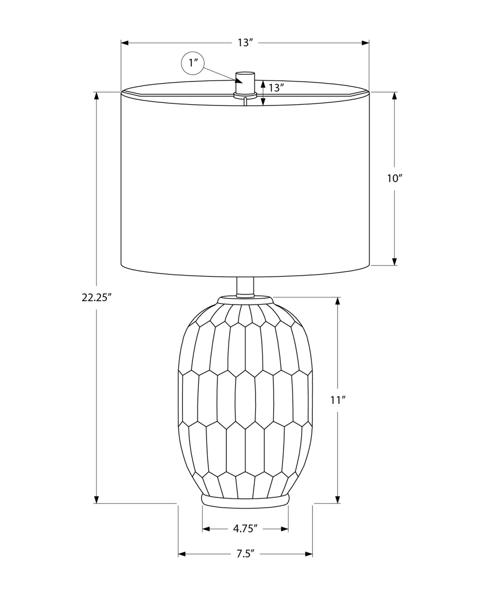 Monarch Specialties Lighting, 22" Geometric Table Lamp with Chic Ceramic Base and Soft Fabric Shade for Modern Spaces GREEN,IVORY 13 L x 13 W x 22.25 H 
